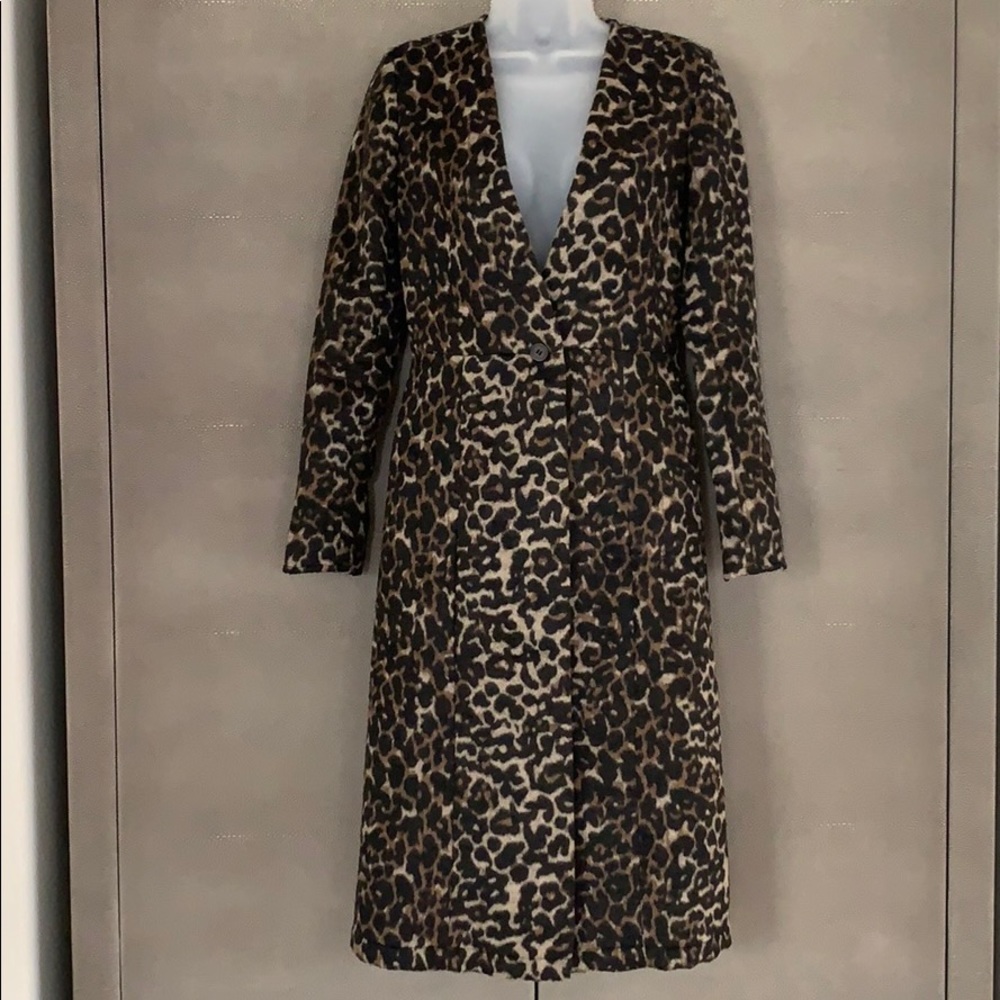 Free Press Leopard Print Long Coat Size XS
